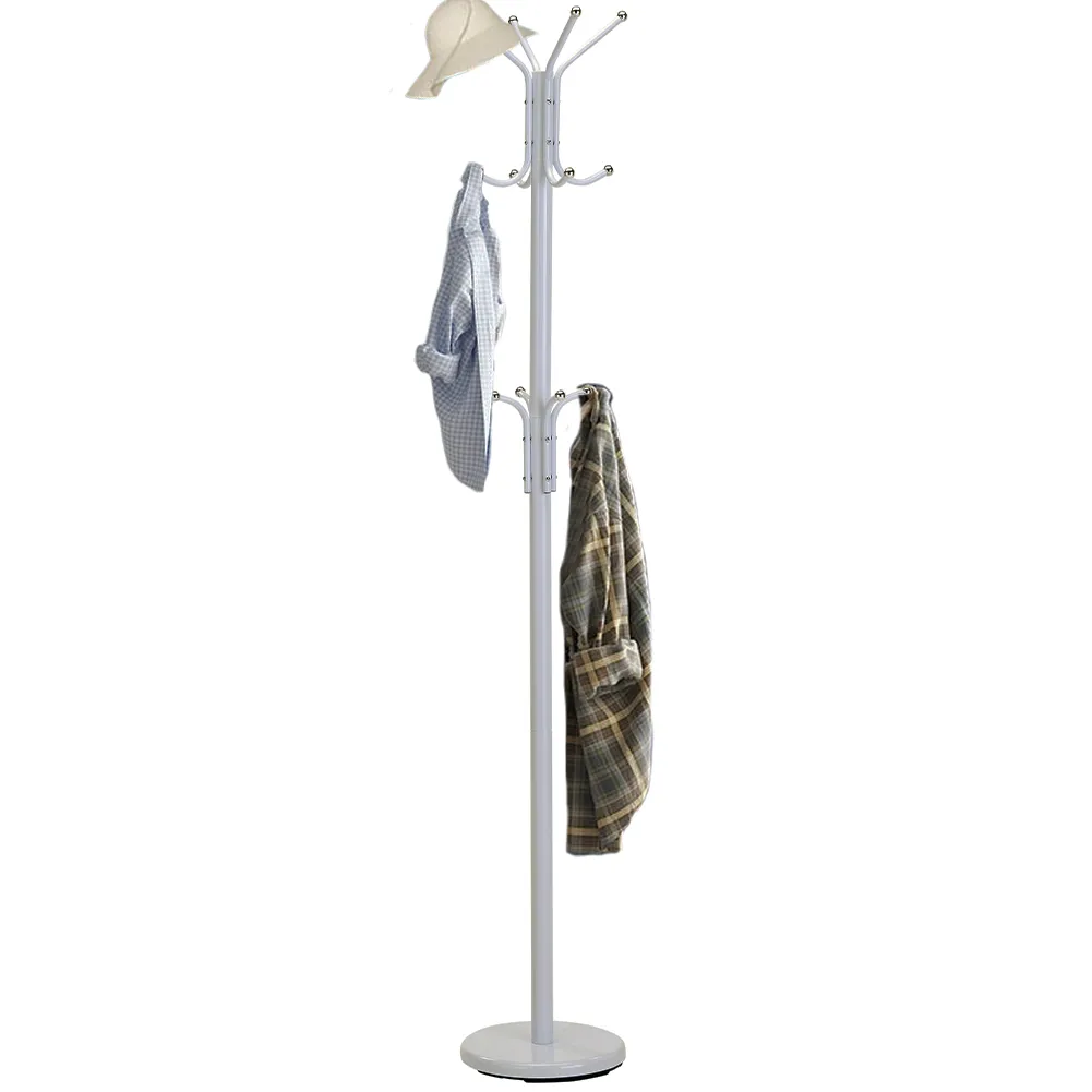 Appendiabiti a Piantana Attaccapanni Metallo Stand da Ingresso Bianco 28x178 cm