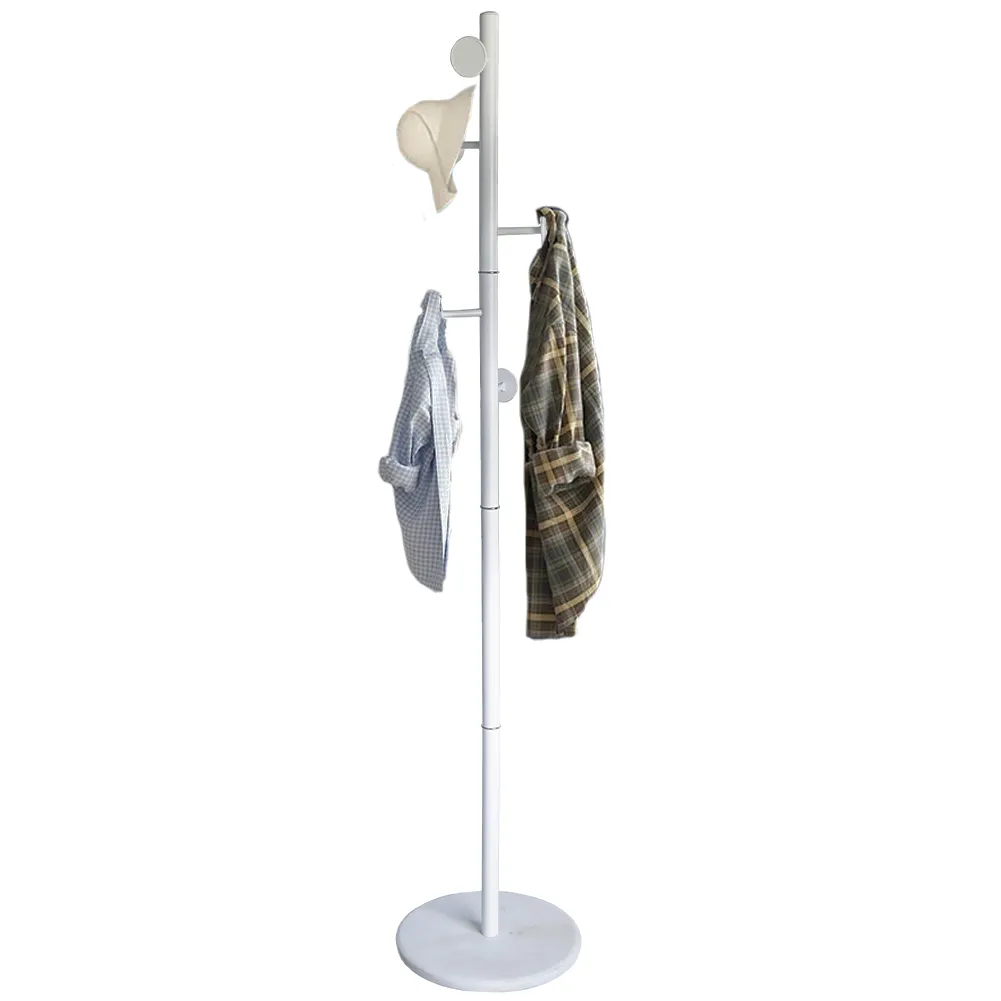 Appendiabiti a Piantana da Terra Stand Attaccapanni in Metallo 32 x 172cm Bianco