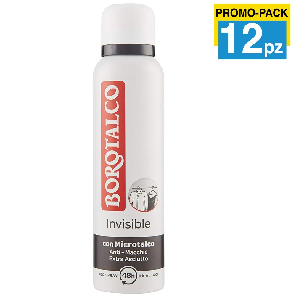 12 x Deodorante Borotalco Deo Spray Invisible Promo Pack Confezione 12 Bottiglie