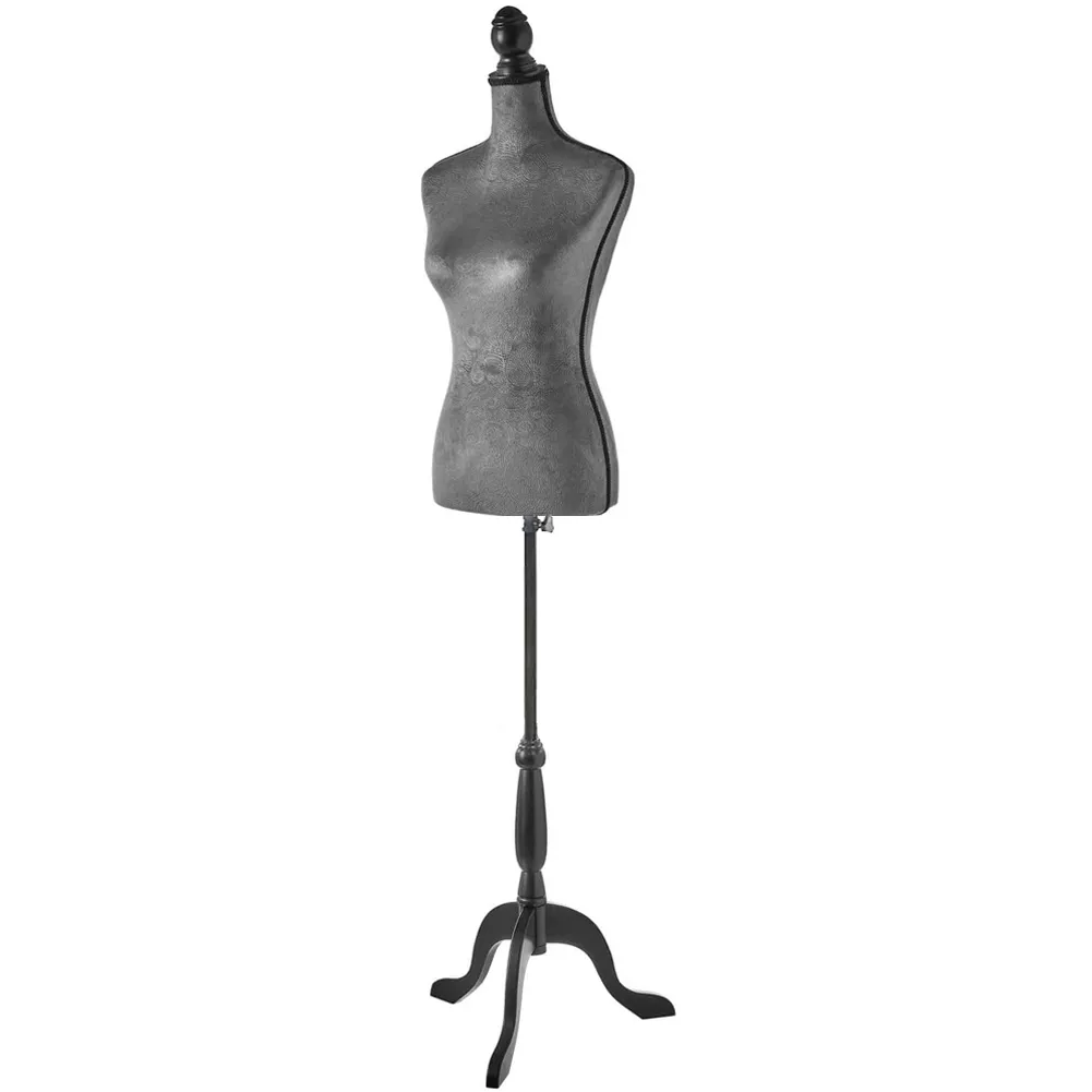 Manichino Sartoriale Busto Donna da Sarto con Treppiede per Cucito Legno Grigio