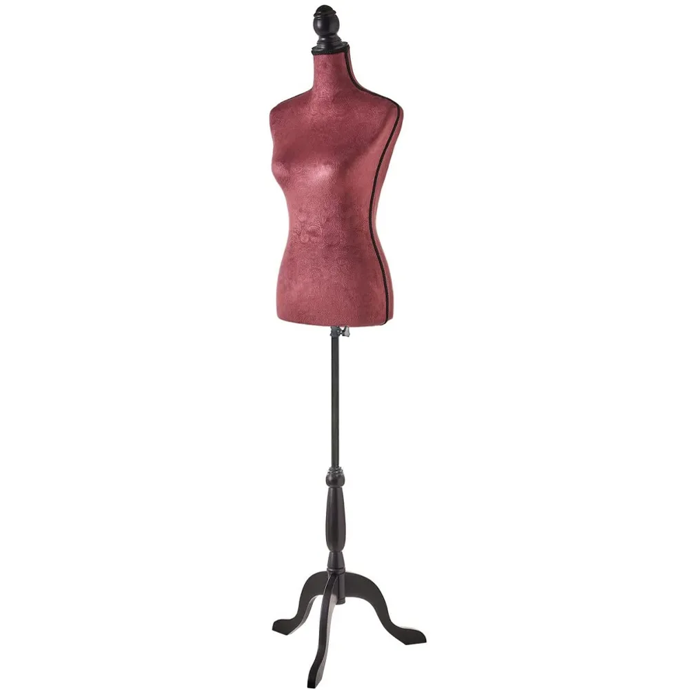 Manichino Sartoriale Busto Donna da Sarto con Treppiede per Cucito Legno Rosa