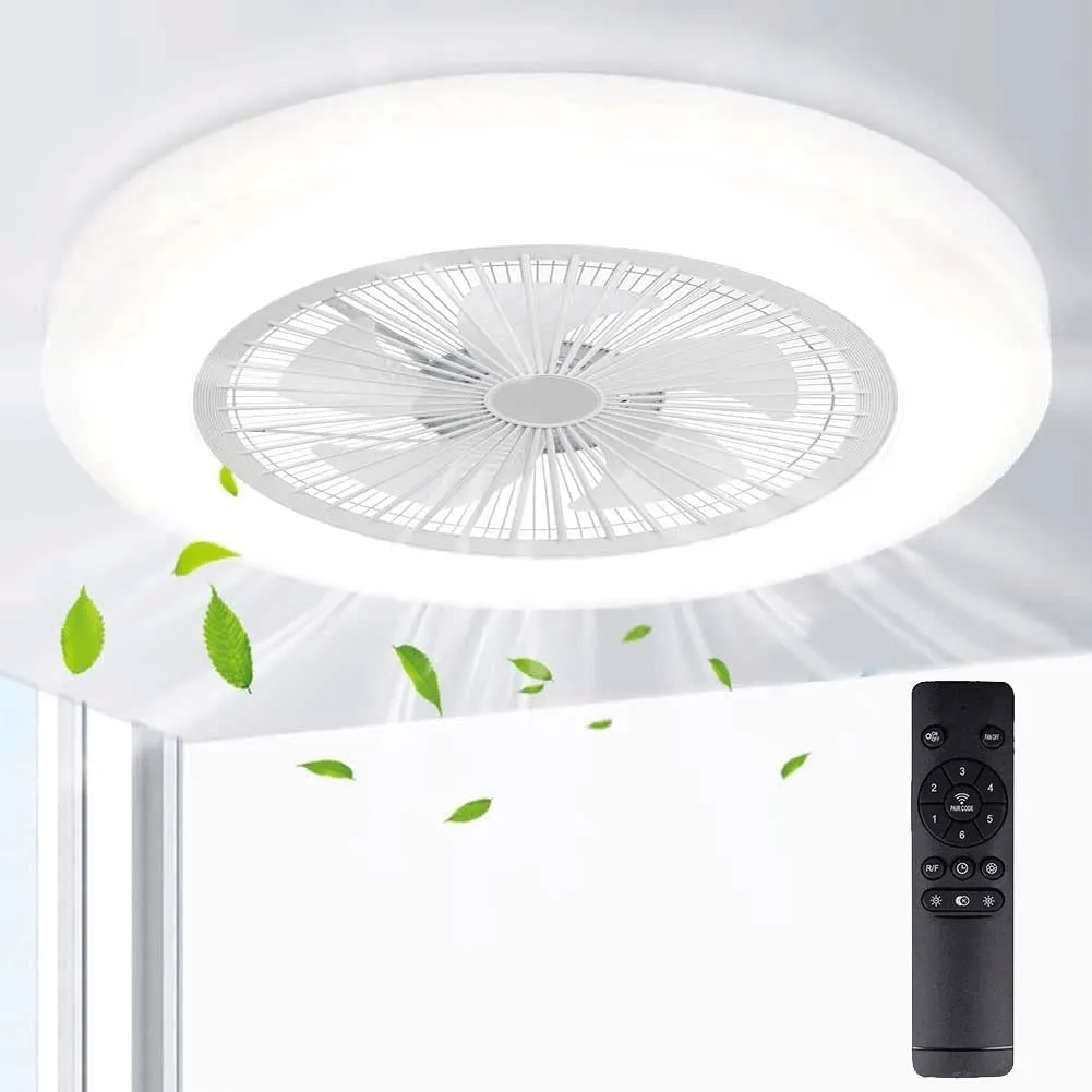 Lampadario Plafoniera con Ventilatore a Soffitto 6 Velocità Luce LED 18W e Timer