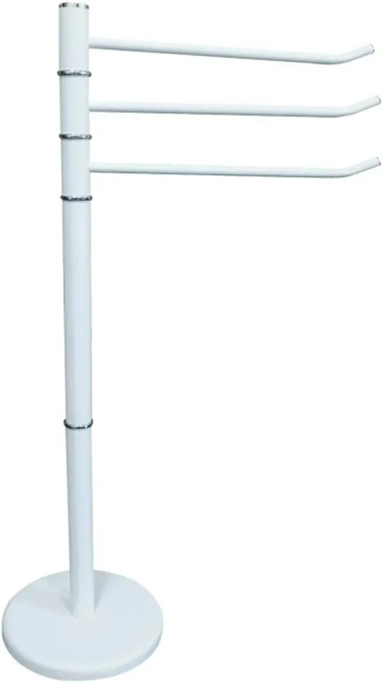 Portasciugamani da Terra Piantana 87cm 3 Bracci Porta Asciugamano Metallo Bianco