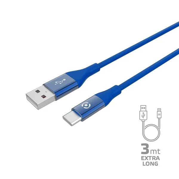 USB-A TO USB-C 15W CABLE 3MT BLUE