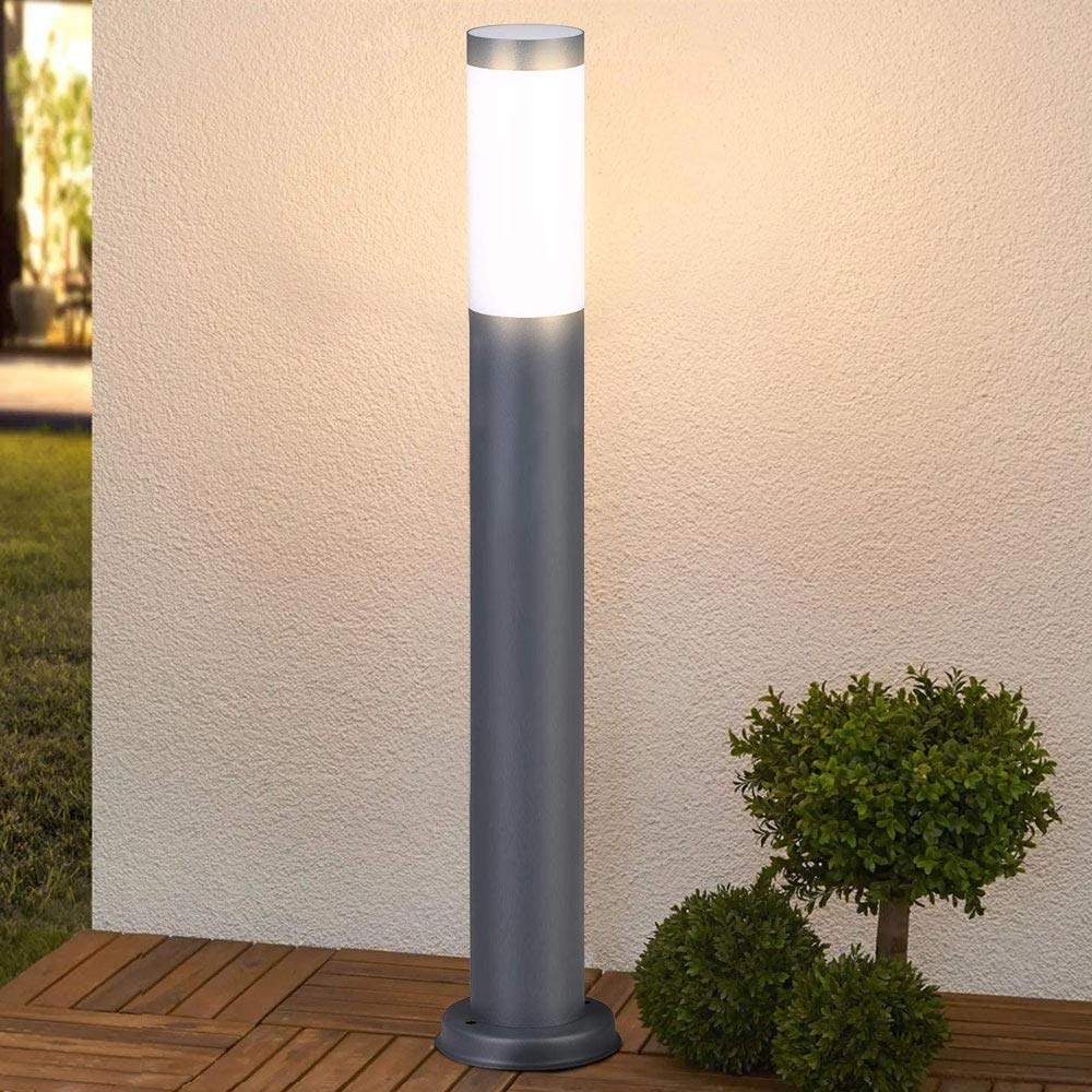 Lampada Paletto Luce Giardino Acciaio Palo Illuminazione Esterno 100cm E27 Gray (1)