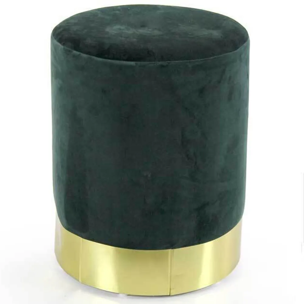 Pouf Poggiapiedi in Velluto Verde Scuro Struttura MDF 31x31x38cm Base in Metallo (1)