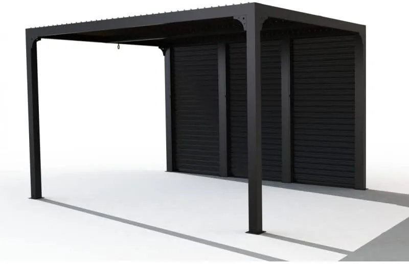 Pergola bioclimatica Foresta gazebo in alluminio, apertura manuale, 360x300 con veneziane su lato da 360 (1)