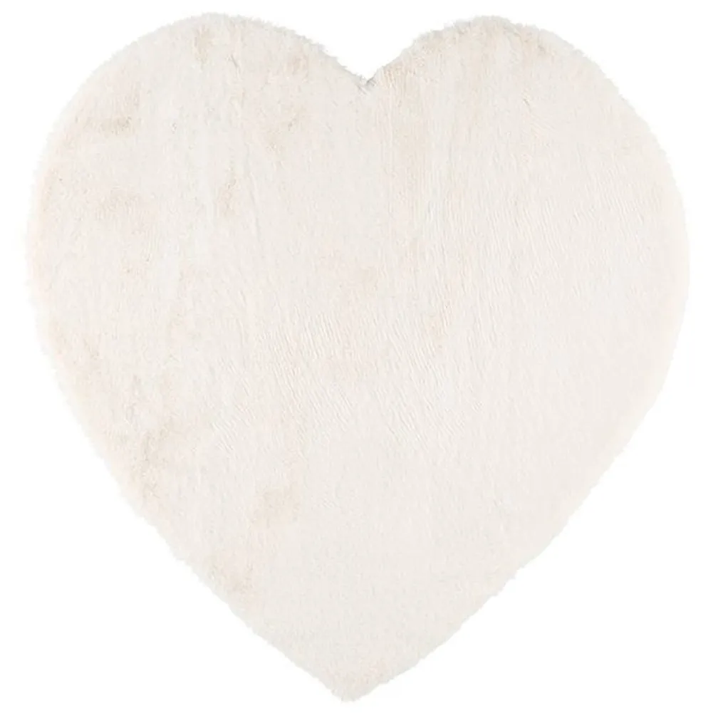 Tappeto per Interni a Forma di Cuore 80x80 cm Tappetino Bianco da Cameretta (1)