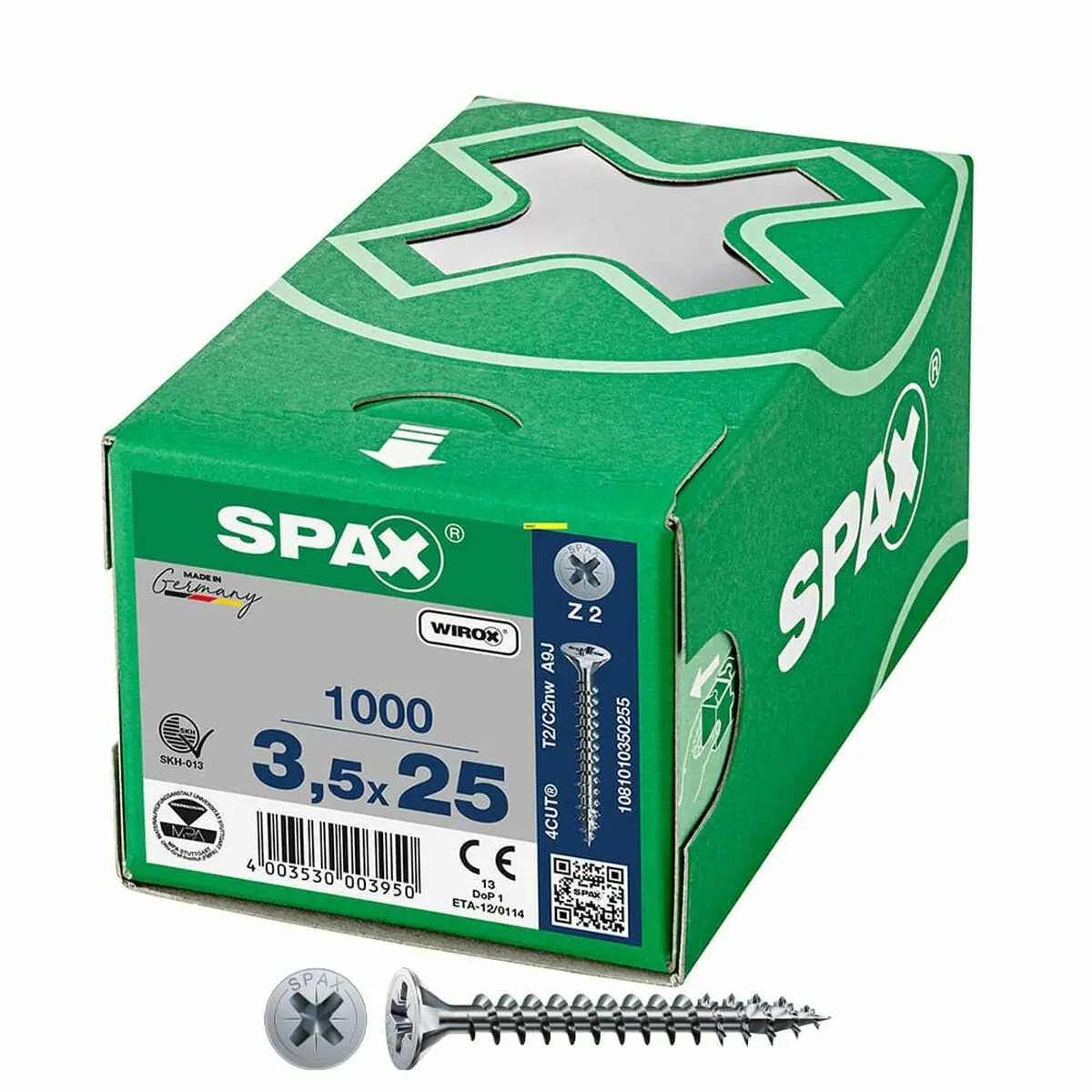 Scatola a viti SPAX Wirox Z2 Testa piatta 3,5 x 25 mm 1000 Unidades