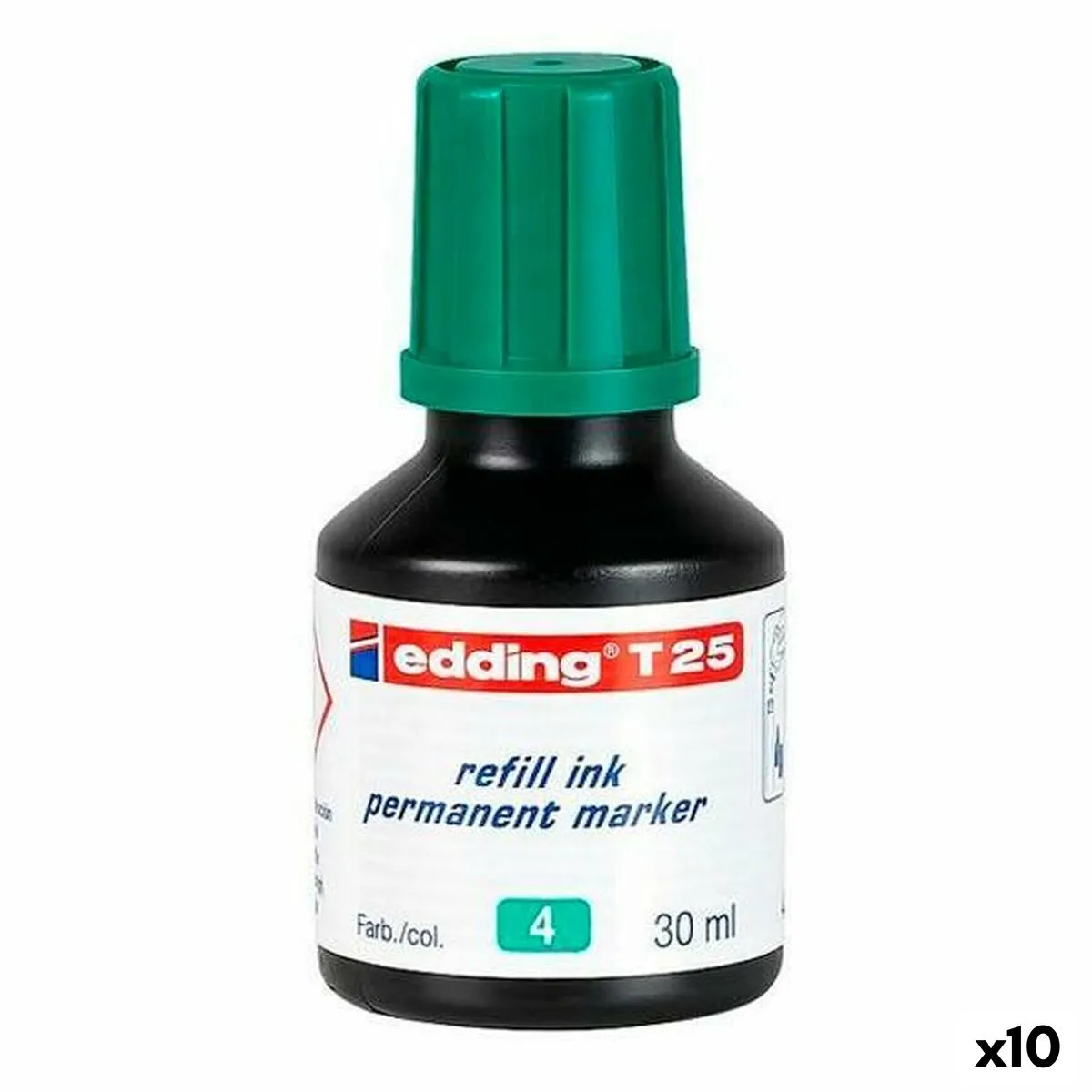 Ricarica inchiostro Edding T25 Marcatore permanente Verde 30 ml (10 Unità)