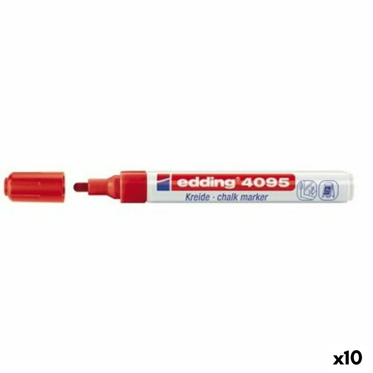 Pennarelli a gesso liquido Edding 4095 Rosso (10 Unità)