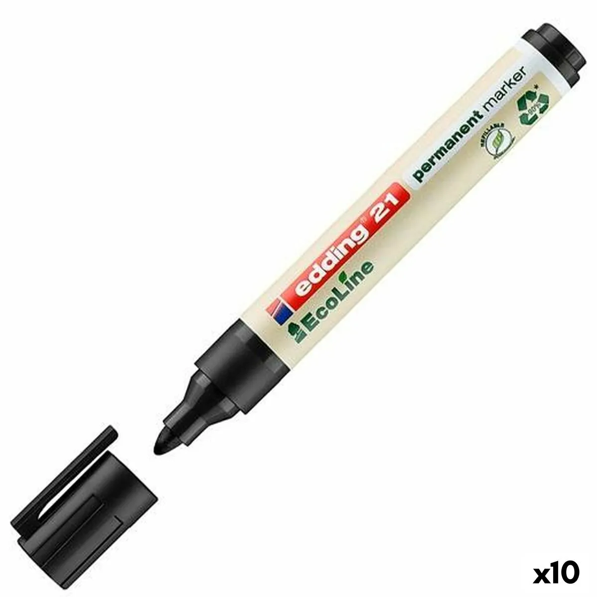 Marcatore permanente Edding 21 Ecoline Nero (10 Unità)