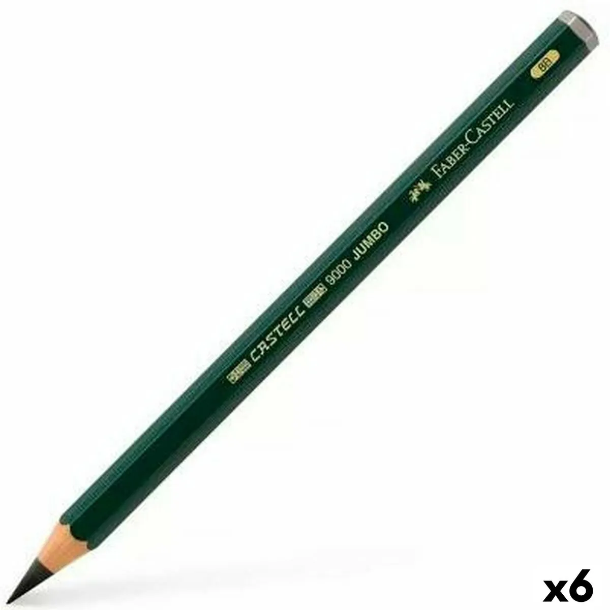 Matita Faber-Castell 9000 Jumbo Nero 8B (6 Pezzi)