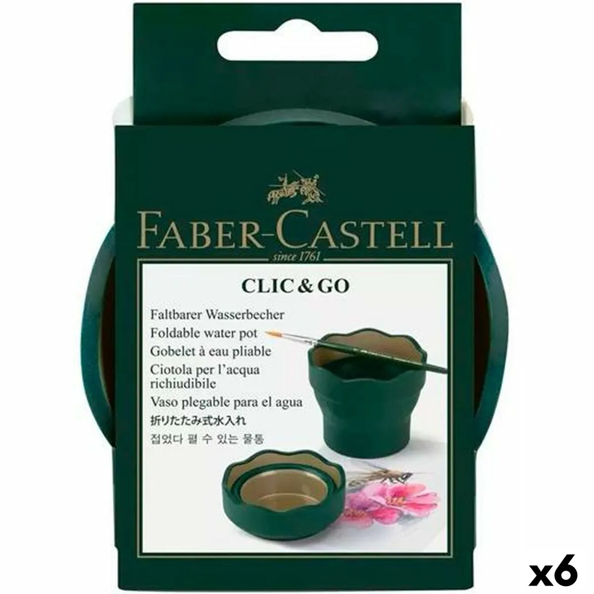 Bicchiere Faber-Castell Clic & Go Pieghevole Verde scuro 6 Pezzi