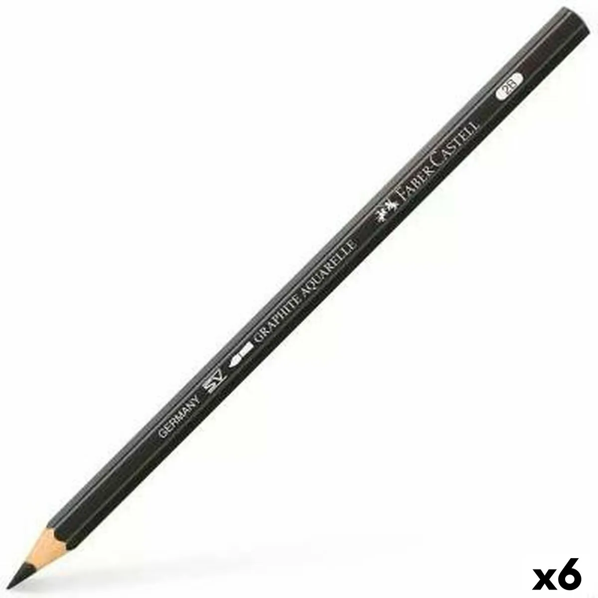 Matita Faber-Castell Graphite Aquarelle Acquerello Nero Esagonale 2B (6 Unità)