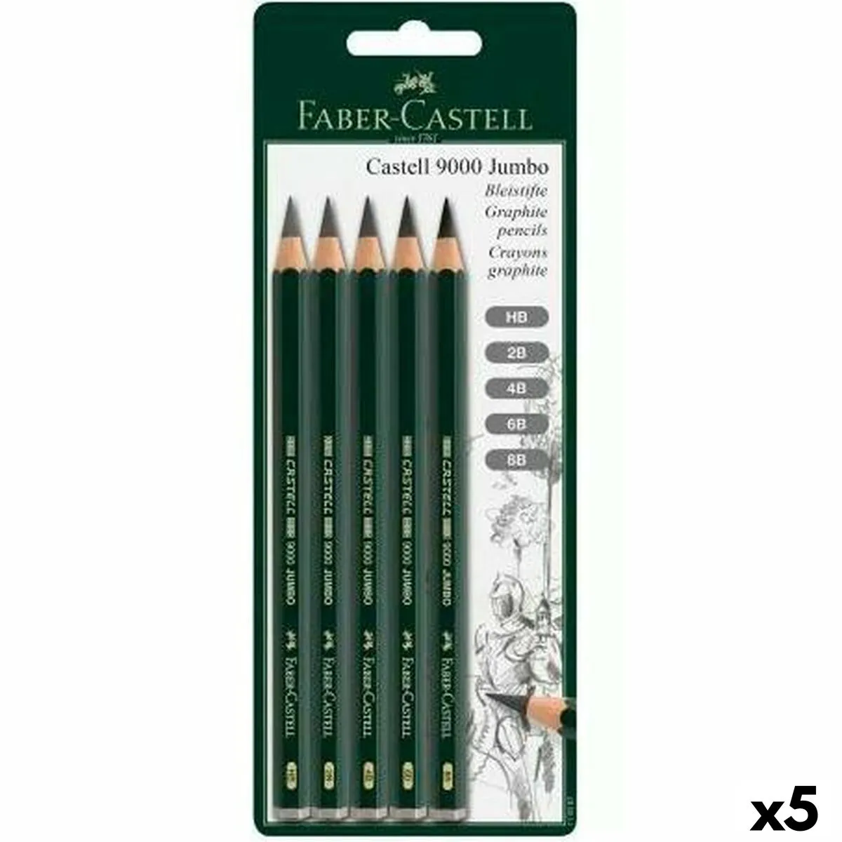 Set di Matite Faber-Castell Esagonale 2B 4B 6B 8B (5 Unità)