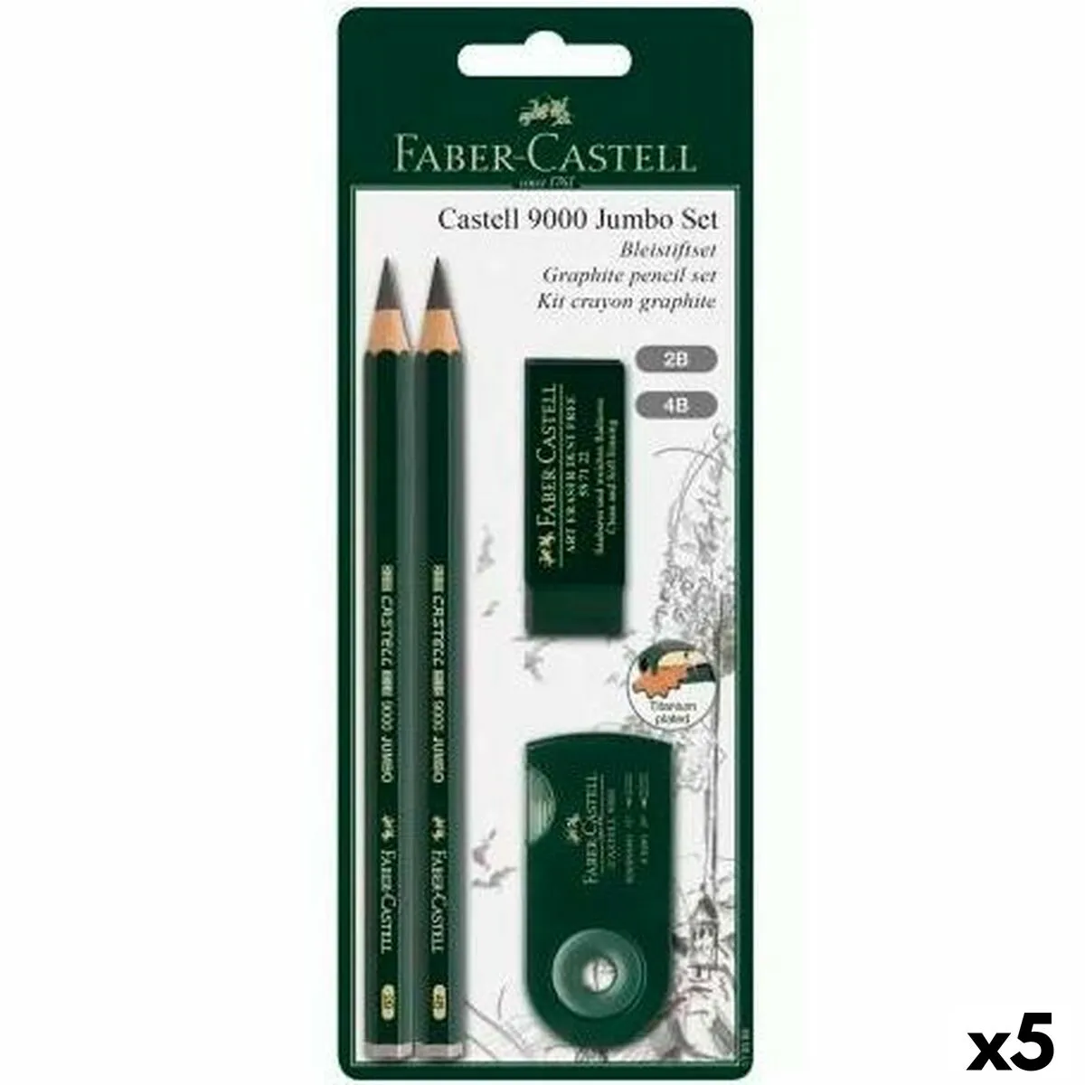 Set di Matite Faber-Castell Nero (5 Unità)