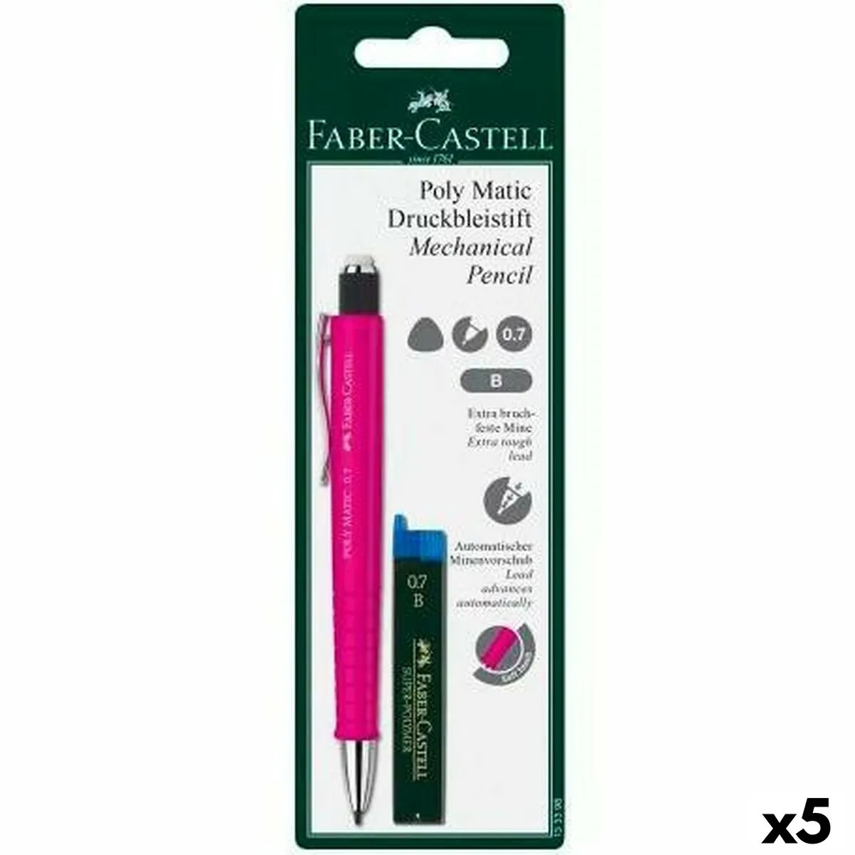 Portamine Faber-Castell Grip  Matic Rosa 0,7 mm (5 Unità)