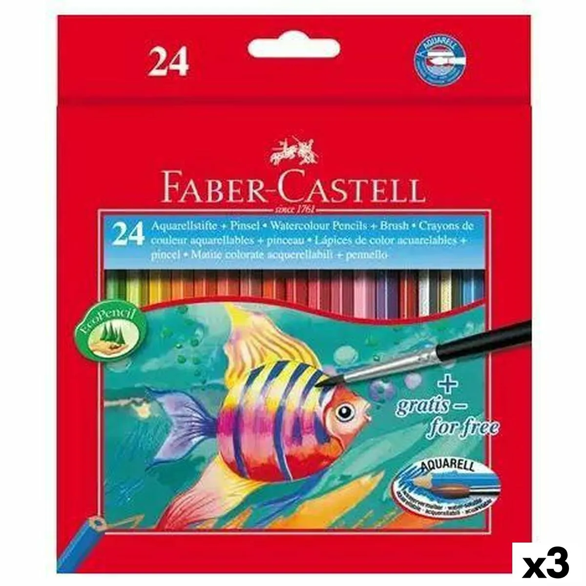 Matite Colorate Acquerellabili Faber-Castell Multicolore 3 Pezzi