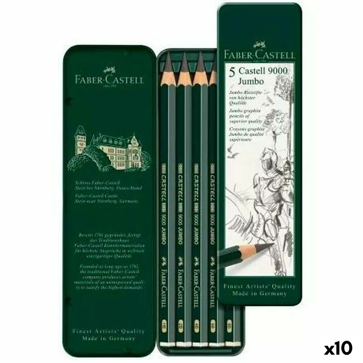 Set di Matite Faber-Castell Jumbo 9000 Esagonale 2B 4B 6B 8B (10 Unità)