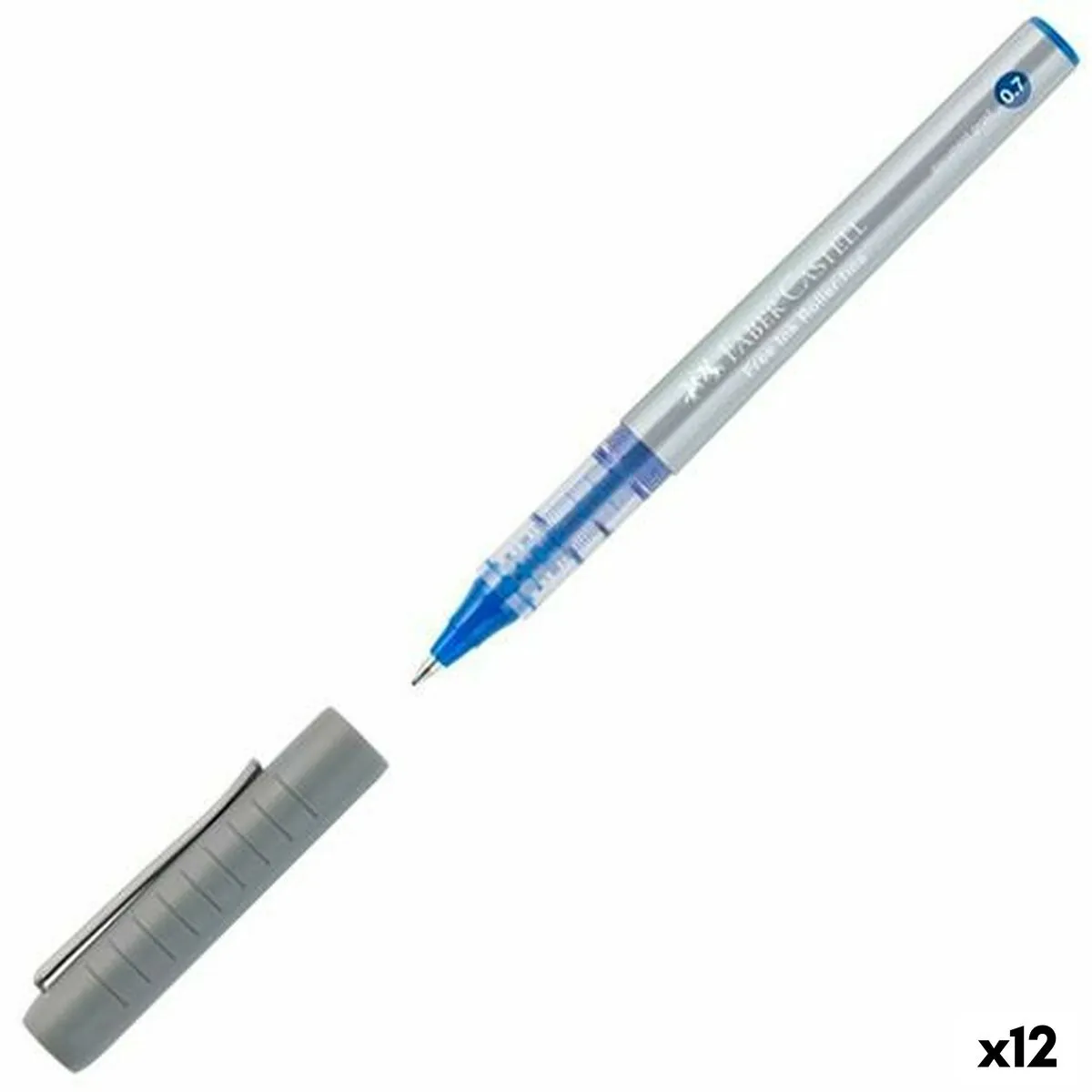 Penna a inchiostro liquido Faber-Castell Roller Free Ink Azzurro 0,7 mm (12 Unità)