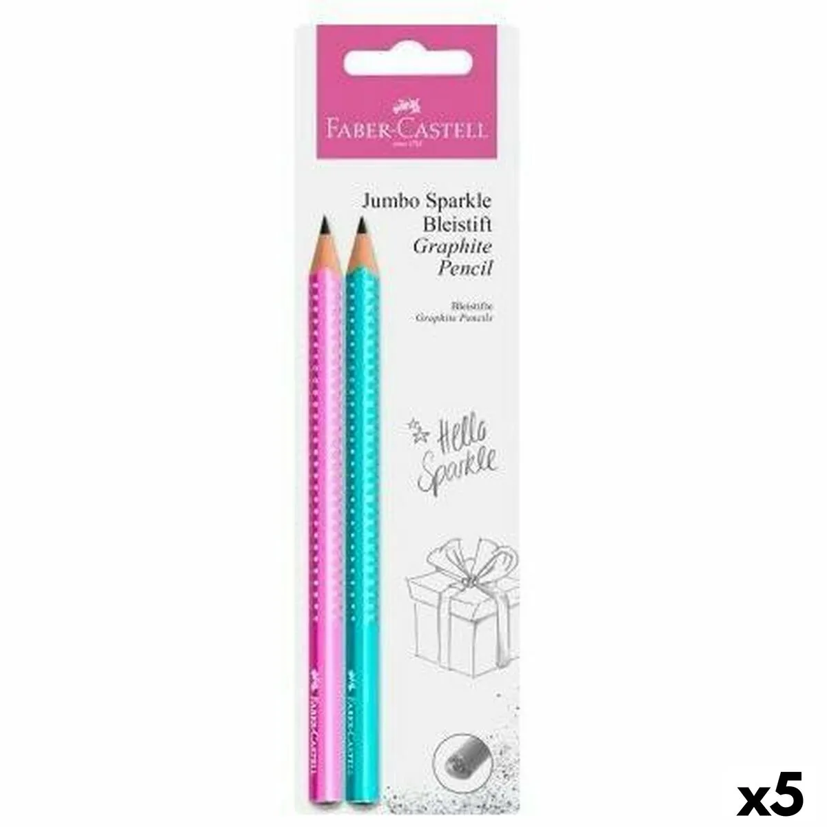 Matita Faber-Castell Jumbo Sparkle Rosa Turchese (2 Pezzi) (5 Unità)