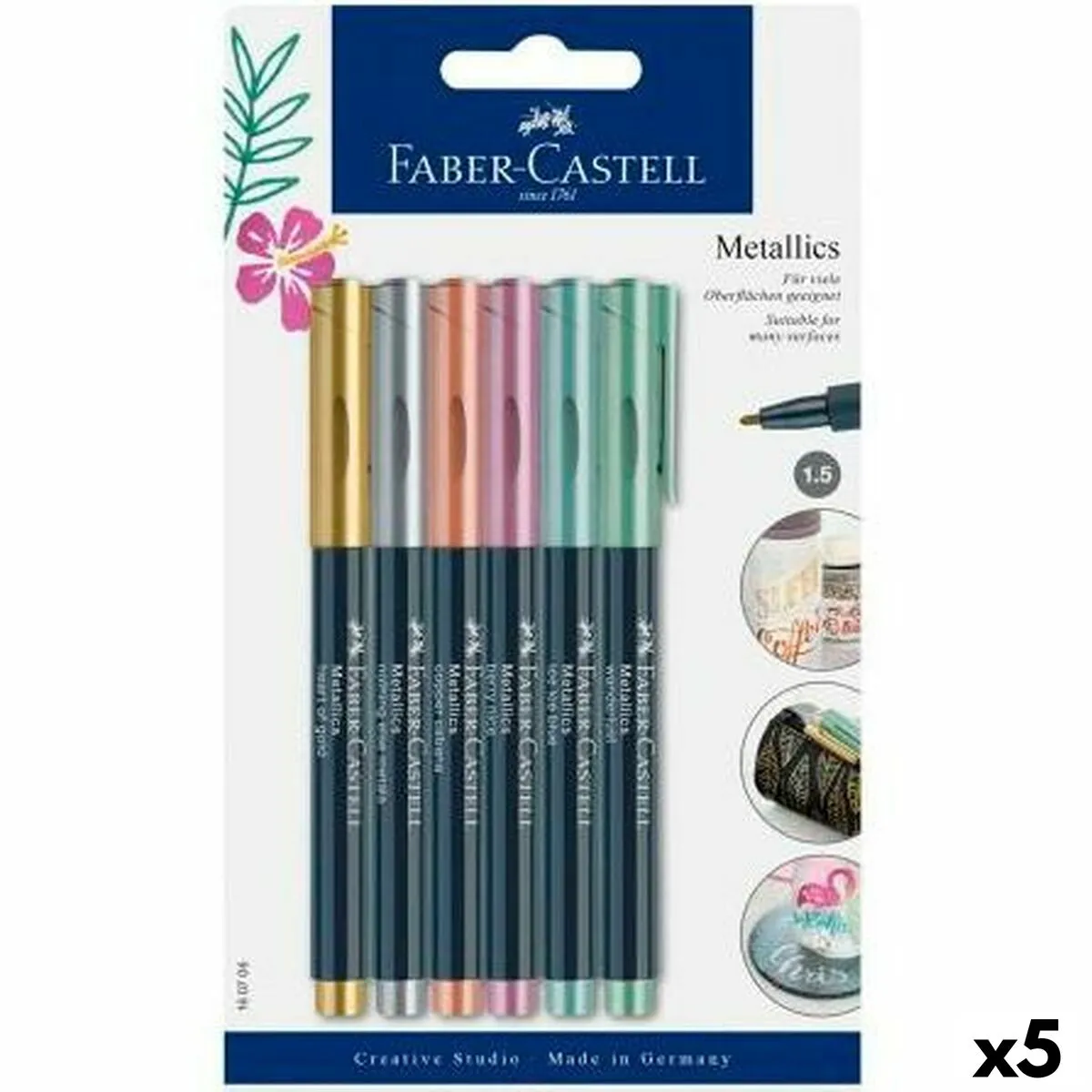 Set di Pennarelli Faber-Castell Creative Studio Metallizzato (5 Unità)