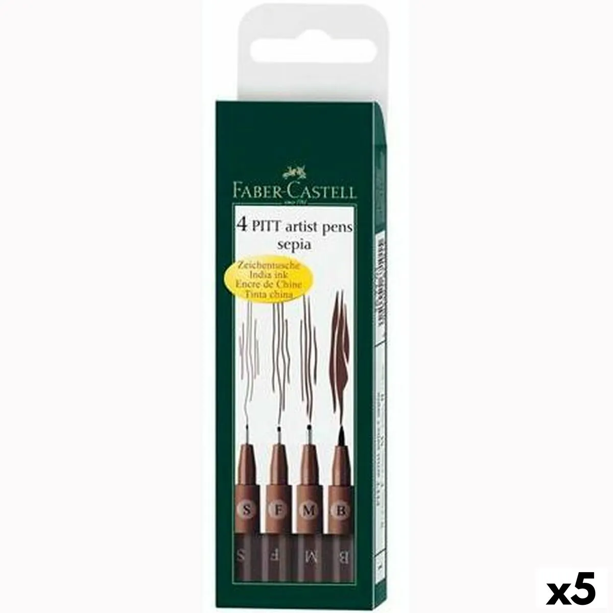 Set di Pennarelli Faber-Castell Pitt Artist Confezione Seppia (5 Unità)