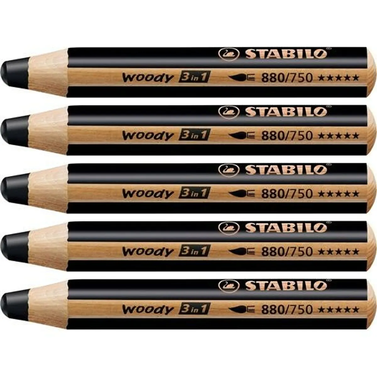 Matite colorate Stabilo Woody Nero 3 in 1 (5 Unità)