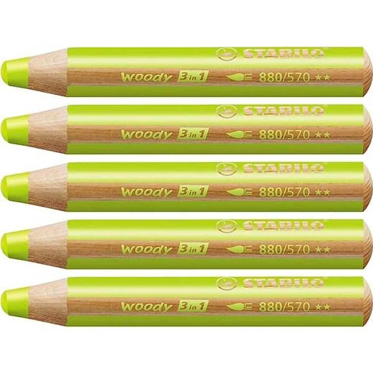 Matite colorate Stabilo Woody Verde 3 in 1 (5 Unità)