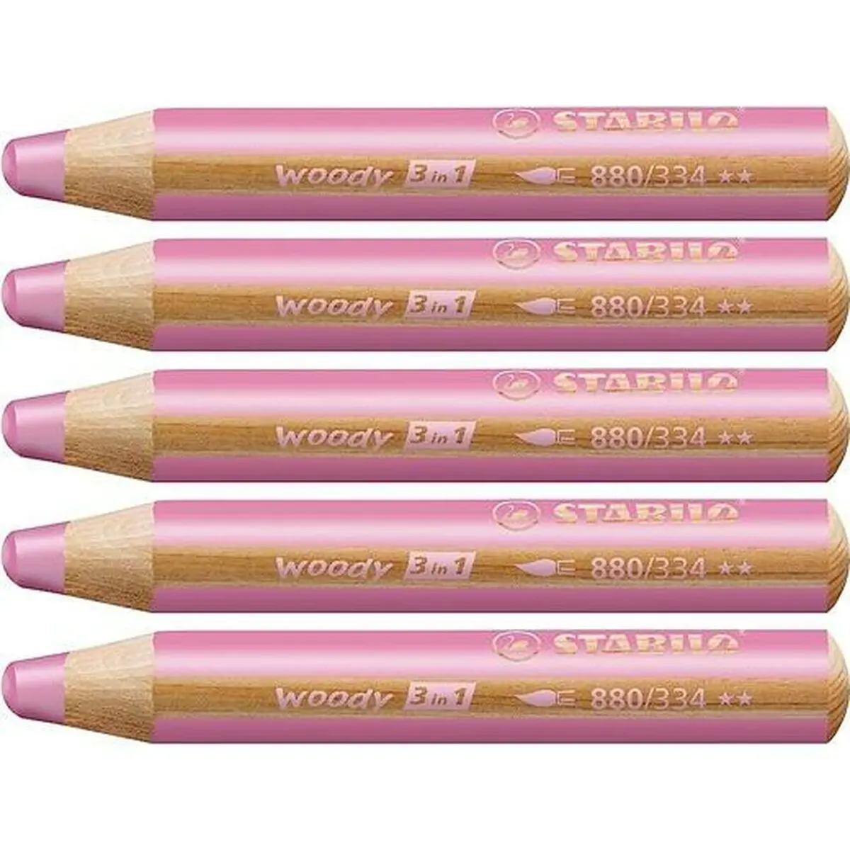 Matite colorate Stabilo Woody Rosa 3 in 1 (5 Unità)