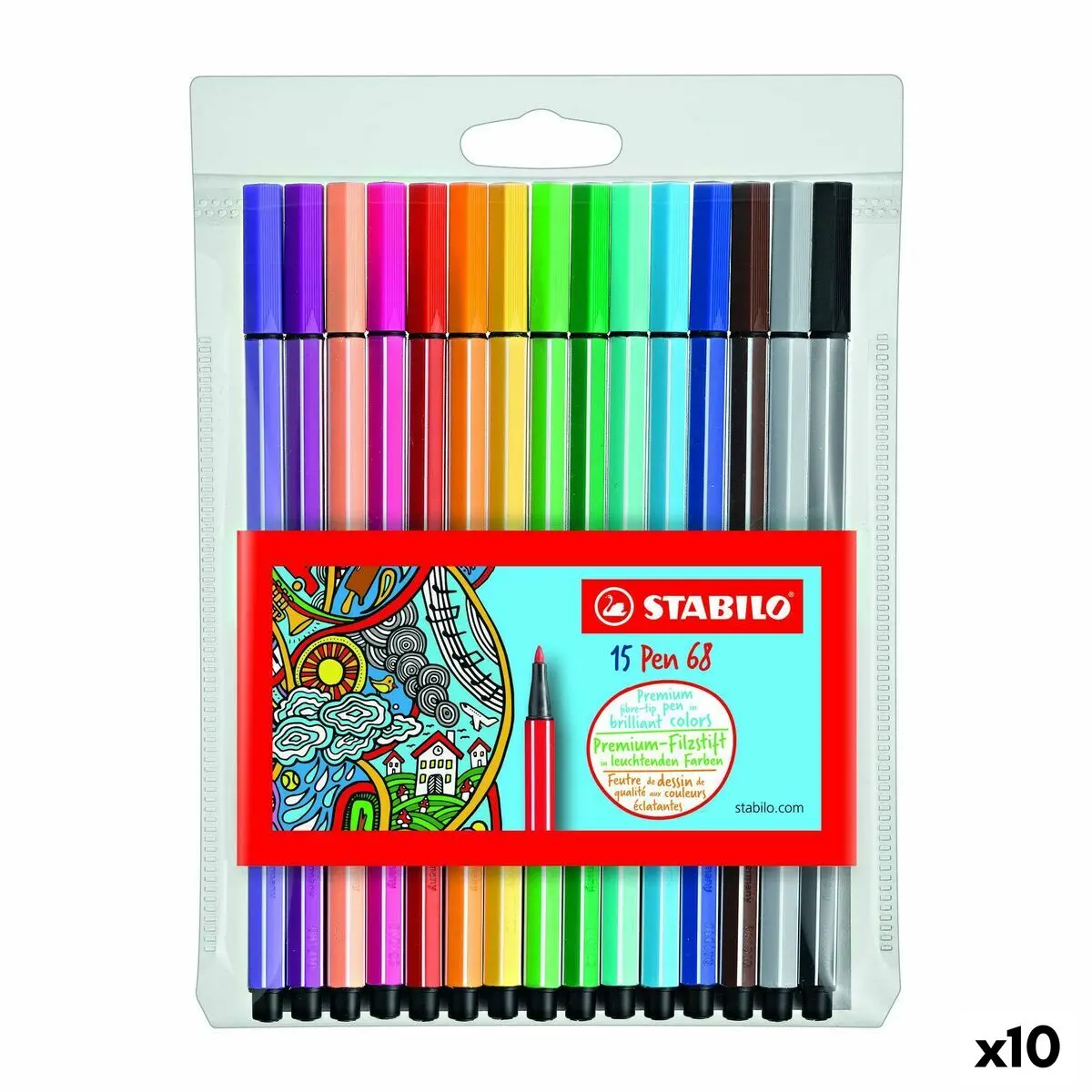 Set di Pennarelli Stabilo Pen 68 Multicolore (10 Unità)