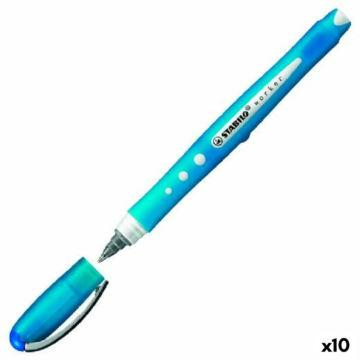 Penna a inchiostro liquido Stabilo Roller Worker Azzurro 0,5 mm (10 Unità)