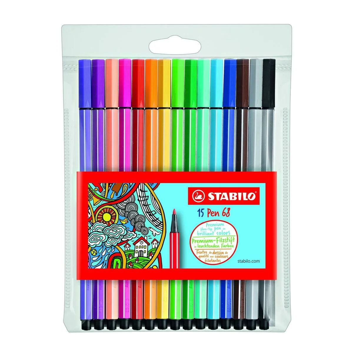 Set di Pennarelli Stabilo Pen 68 Multicolore 15 Pezzi