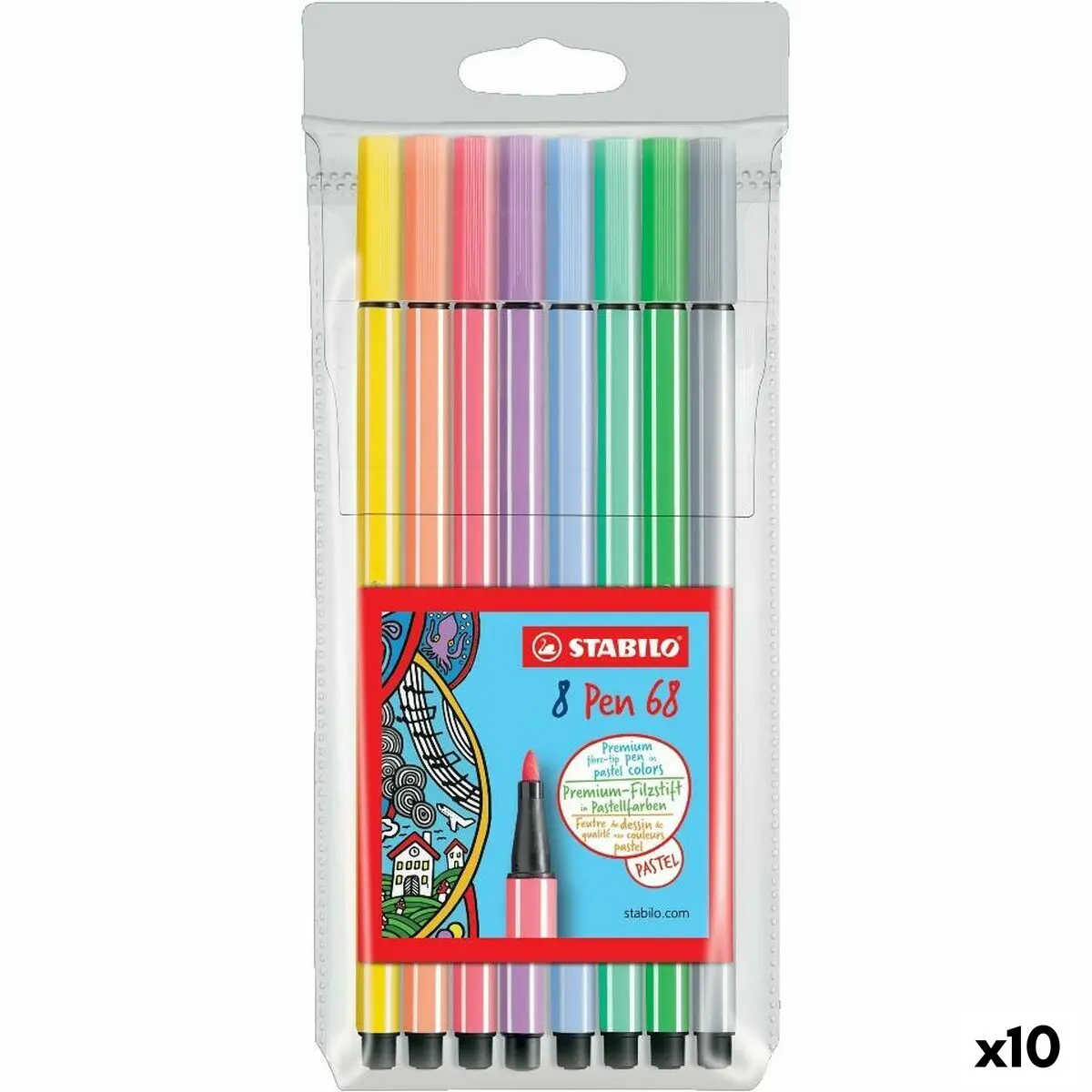 Set di Pennarelli Stabilo Pen 68 Multicolore (10 Unità)