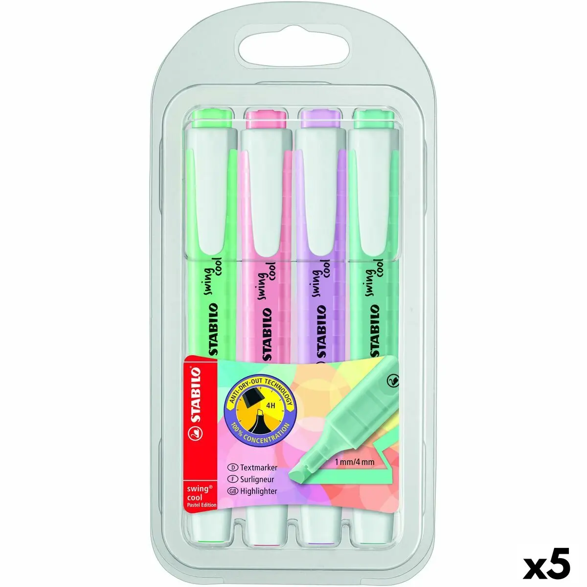 Set di Evidenziatori Stabilo Swing Cool Pastel Multicolore (5 Unità)