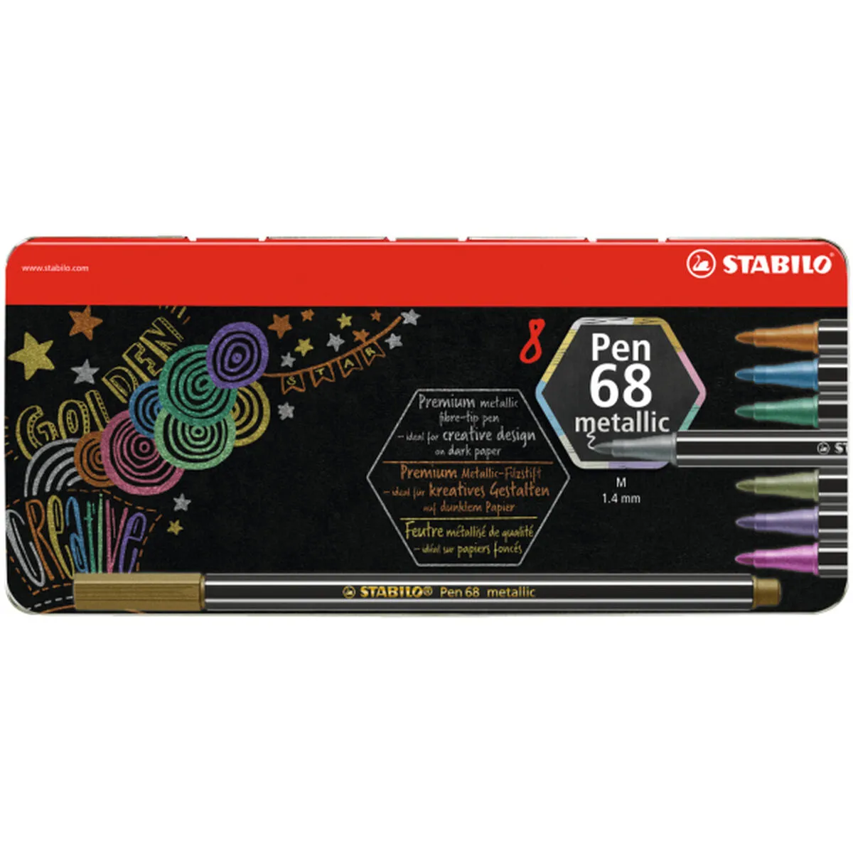 Set di Pennarelli Stabilo Pen 68 Metallic 8 Pezzi Multicolore