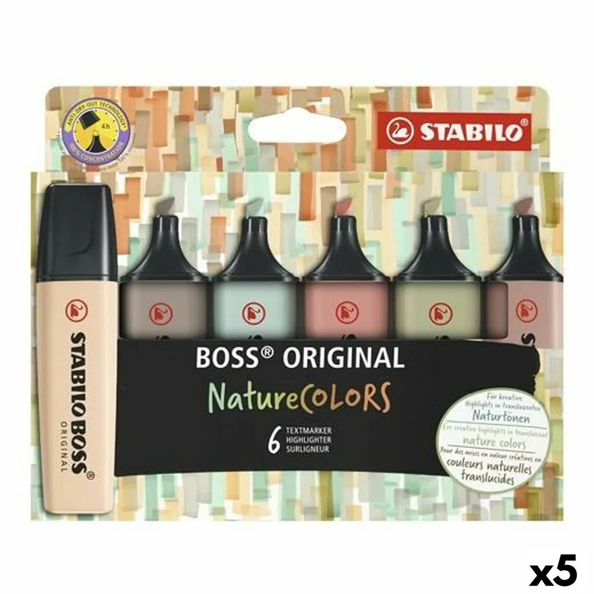 Set di Evidenziatori Stabilo Boss Nature Colors Multicolore (5 Unità)