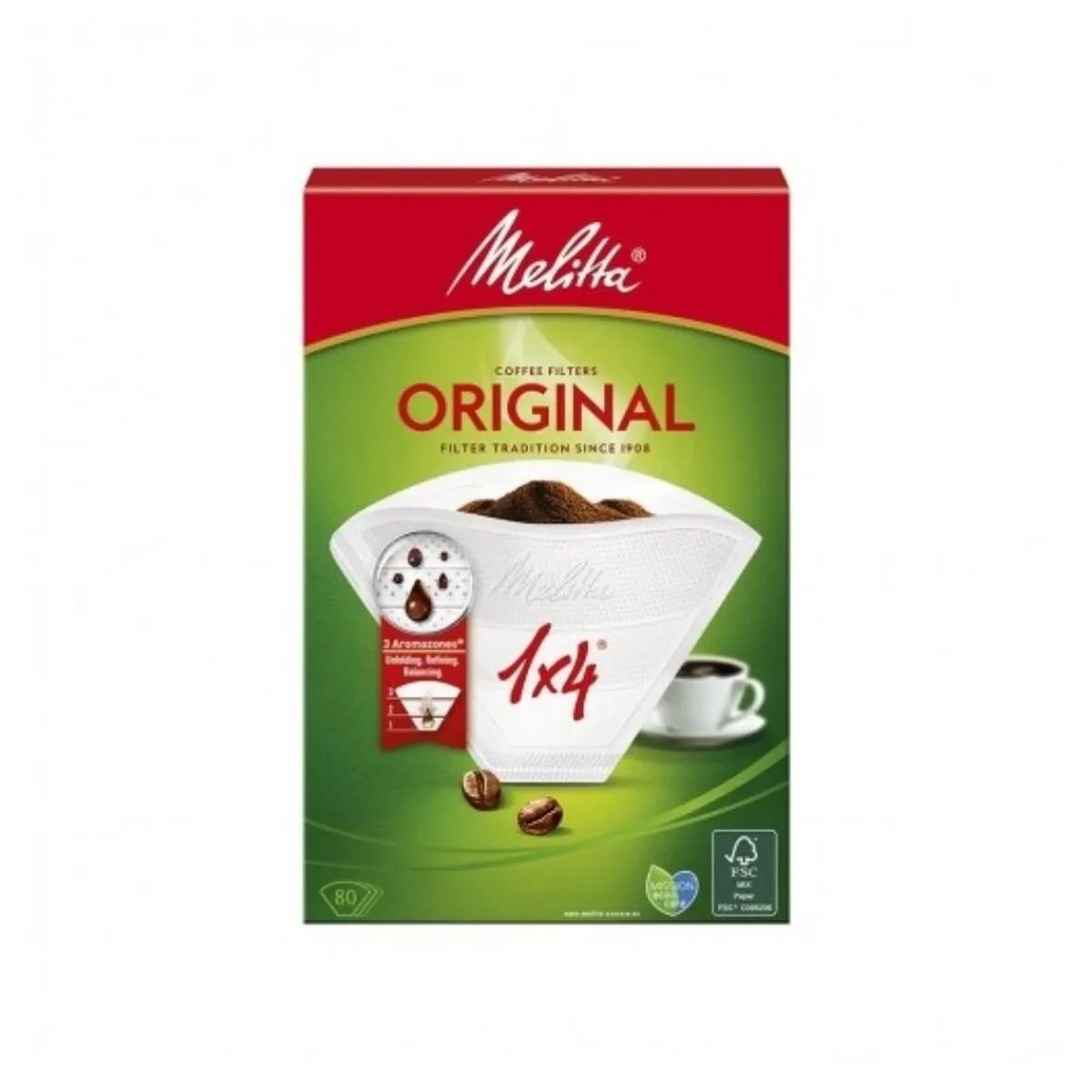 Filtro Melitta 65-ME-17 Caffettiera Bianco Nero Carta (80 uds)