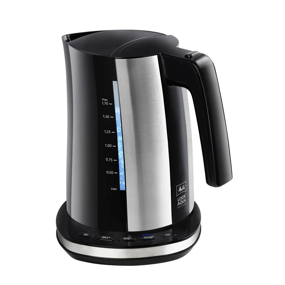 Bollitore Elettrico con Teiera Melitta LOOK AQUA DELUXE BLACK EU Nero/Argentato Acciaio inossidabile 2400 W 1,7 L