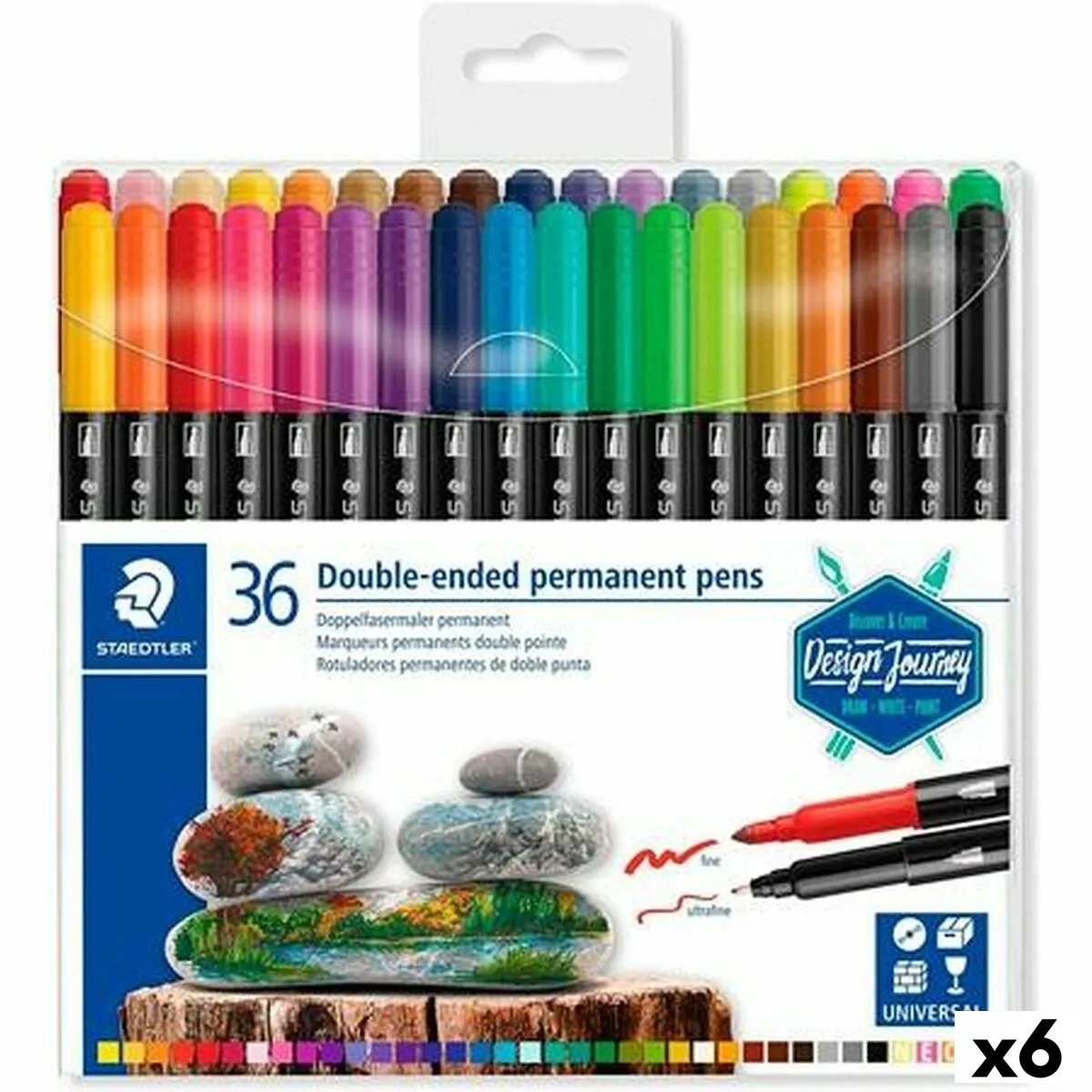 Set di Pennarelli Staedtler Design Journey Doppia punta 36 Pezzi Multicolore (6 Unità)