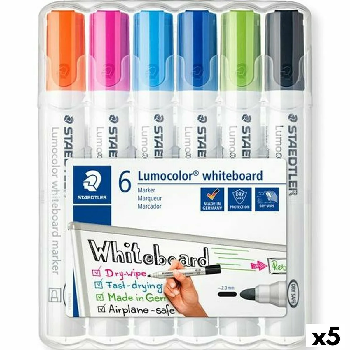 Set di Pennarelli Staedtler Lumocolor 351 Lavagna bianca 6 Pezzi (5 Unità)