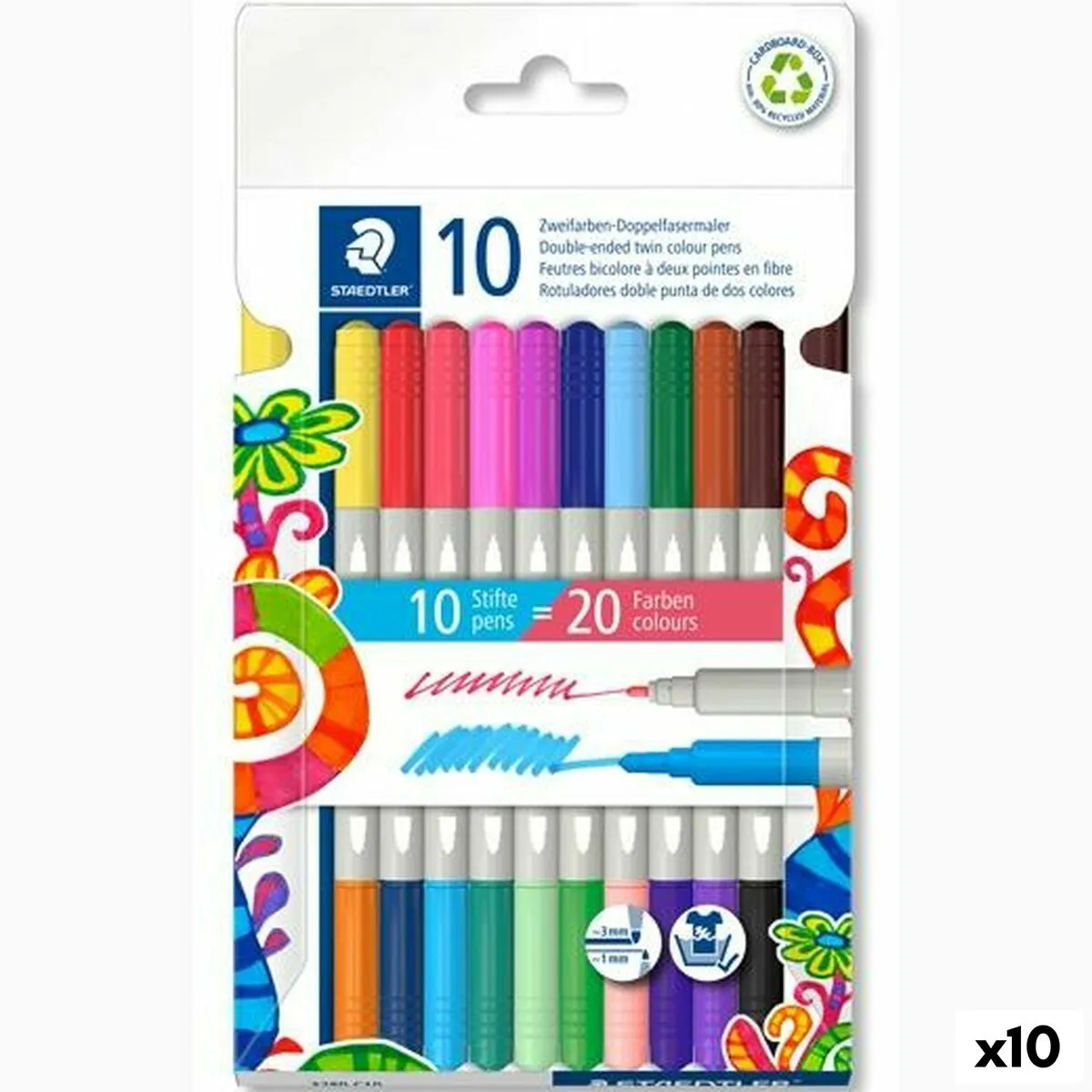 Set di Pennarelli Staedtler Noris 3280 Multicolore (10 Unità)