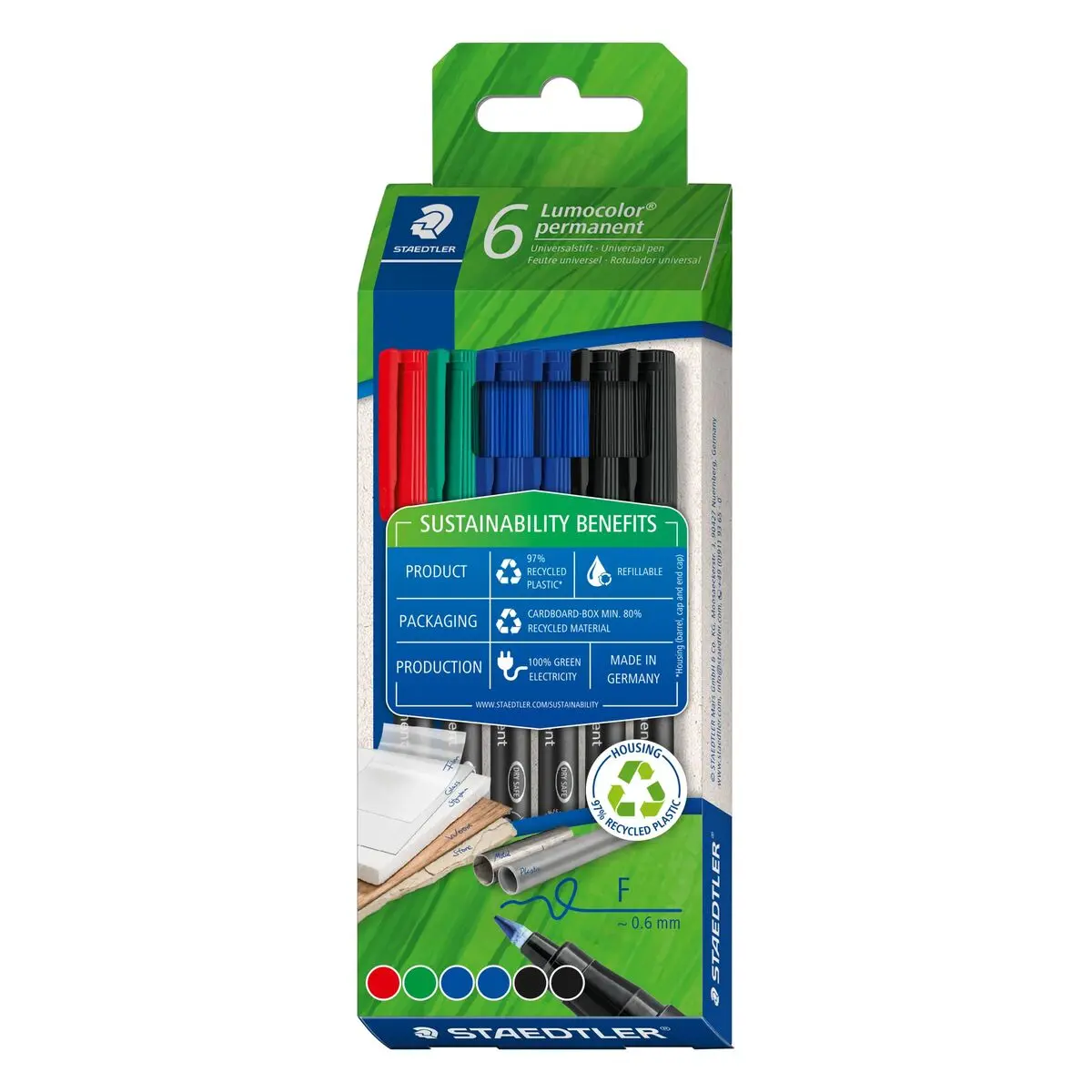 Set di Pennarelli Staedtler Lumocolor Permanent 6 Pezzi Multicolore 0,6 mm