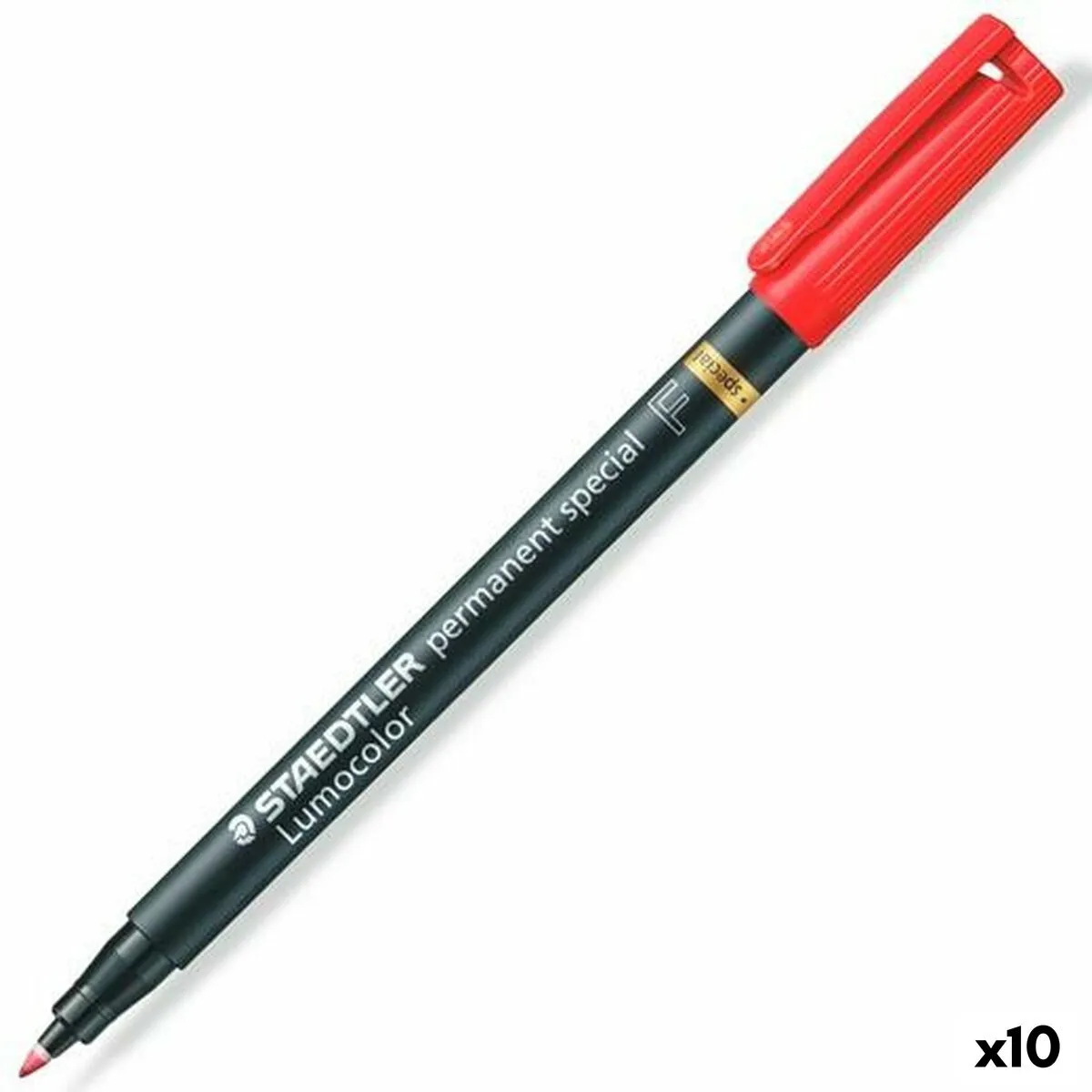 Marcatore permanente Staedtler Lumocolor Rosso 10 Unità