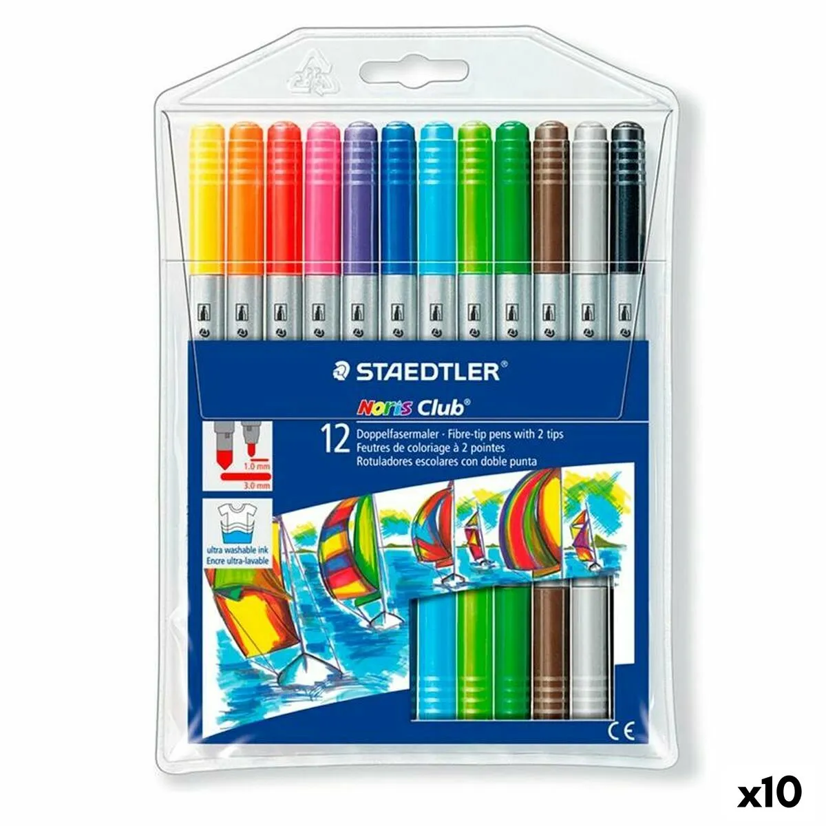 Set di Pennarelli Staedtler Noris Club Doppia punta Multicolore (10 Unità)