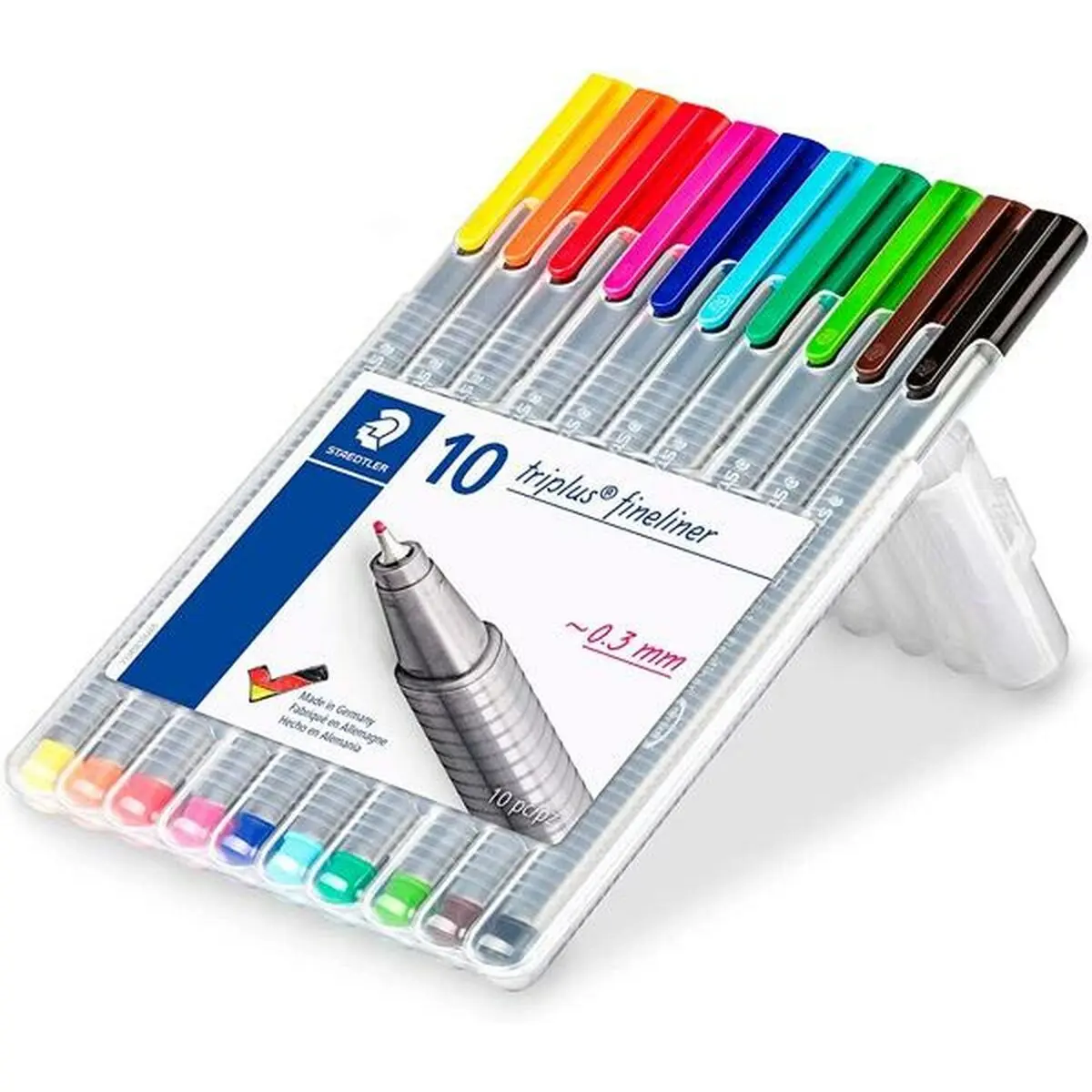 Set di Pennarelli Staedtler 10 Triplus Fineliner 334 Grigio Multicolore (10 Pezzi)