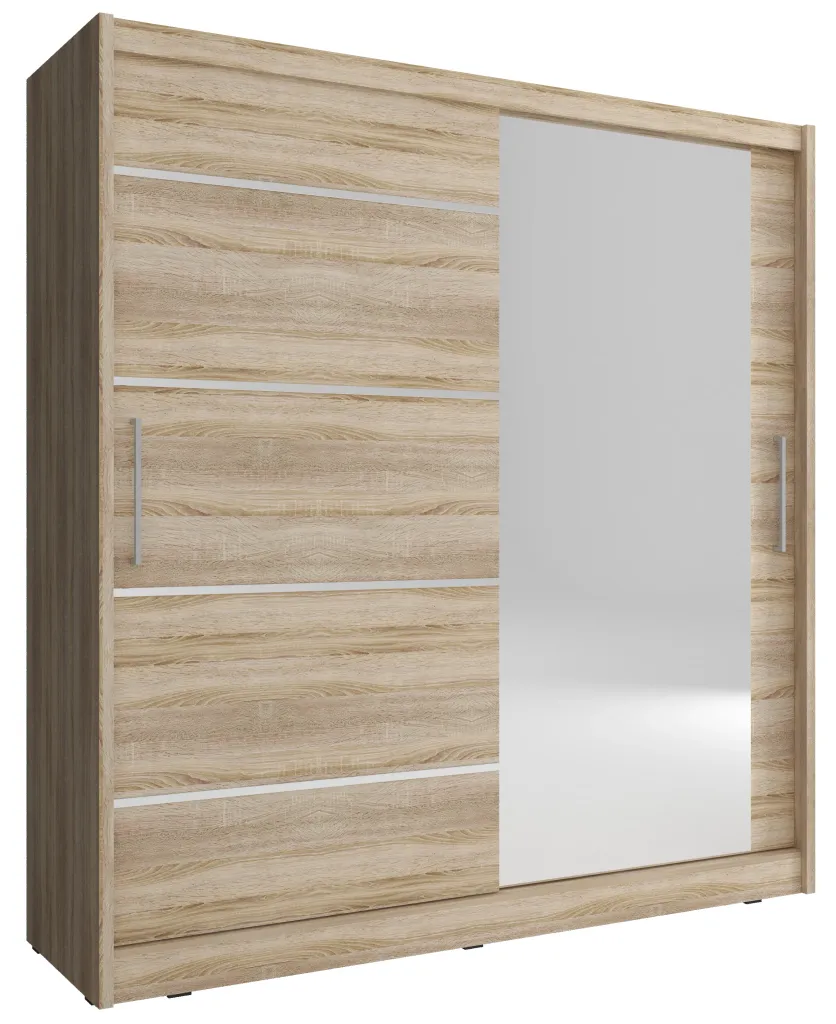 ARMADIO CON SPECCHIO PER CAMERE DA LETTO SERIE MAJA 180x62x200h ROVERE