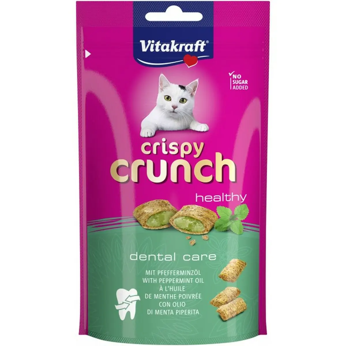 Spuntino per Cat Vitakraft CRISPY CRUNCH Menta Carne Uccelli 60 g