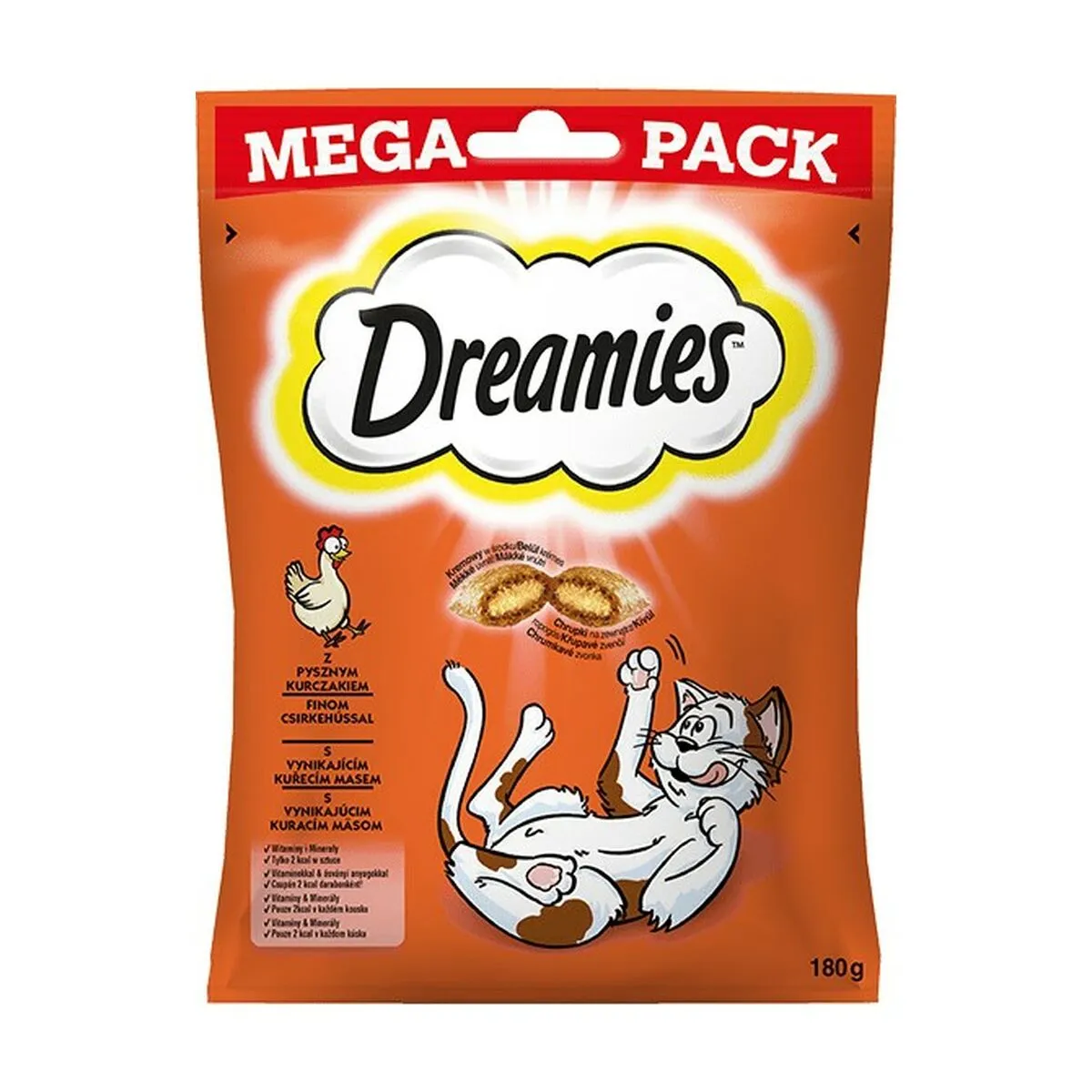 Spuntino per Cat Dreamies   180 g Leccornie Pollo